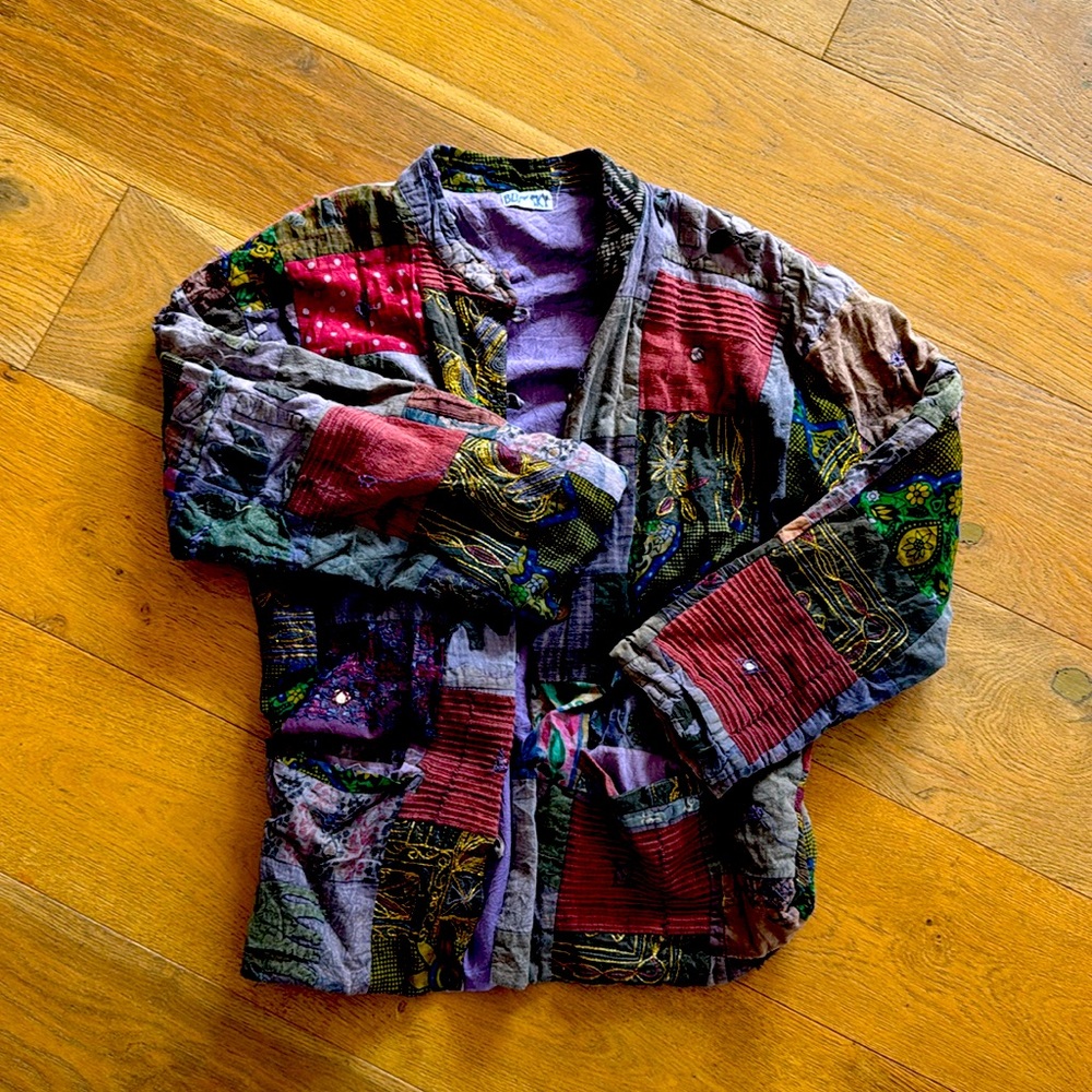 Patchwork Button-Up Jacket Kantha Vintage